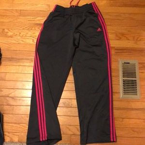 Like new dark gray and Hot pink adidas sweatpants